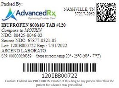 Ibuprofen 800mg Tab Qty 120 Ndc 80425 0046